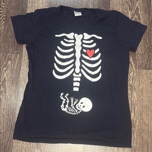 Woman's Maternity Halloween Top with Skelleton Design Size Large